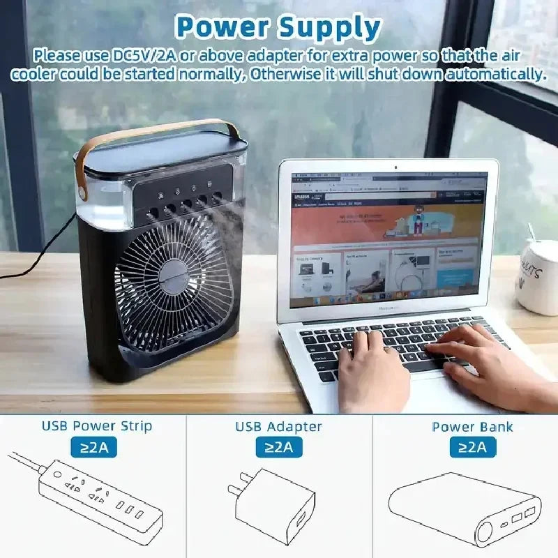 Xiaomi Portable 3 In 1 Fan Air Conditioner Car Household Small Air Cooler LED Night Lights Humidifier Air Adjustment Home Fans