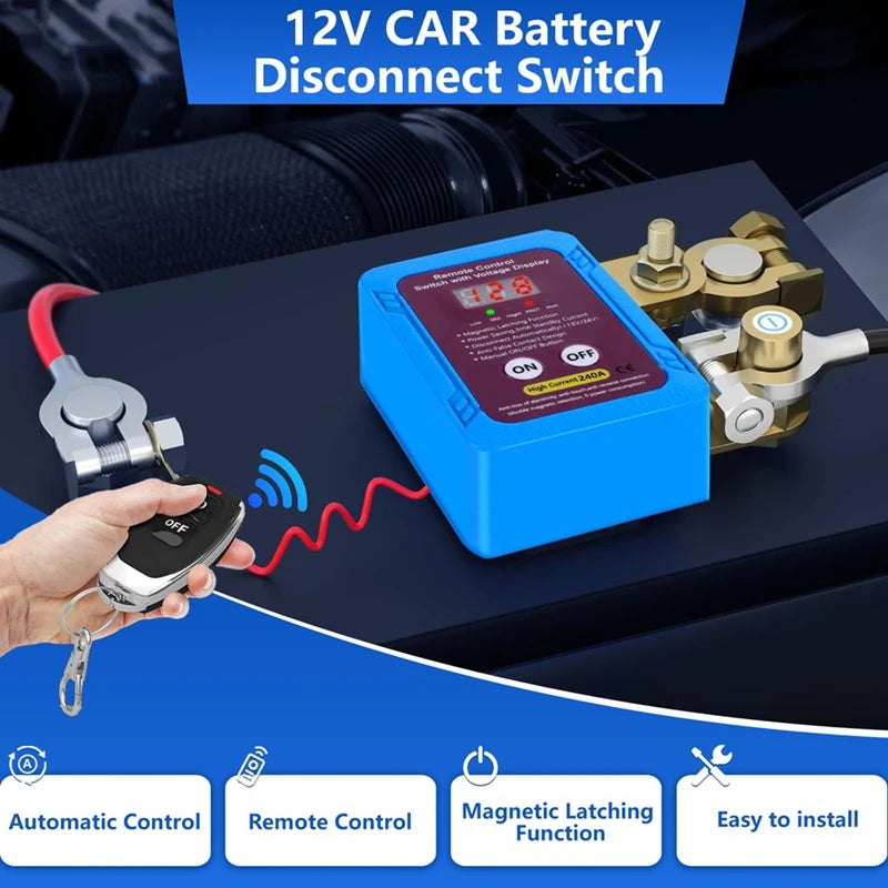 Remote Battery Disconnect Switch 12V 240A With Led Voltage Display,Automatic Power Shut Off Switch For Auto Car Truck