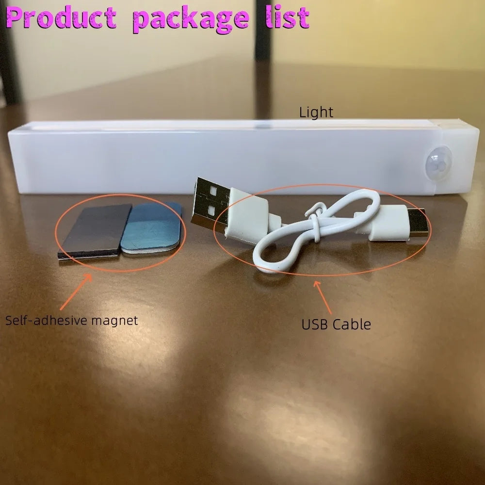 Veilleuse LED rechargeable avec détecteur de mouvement, sans fil, idéale pour une cuisine, une armoire, une table de chevet ou une barre lumineuse à induction
