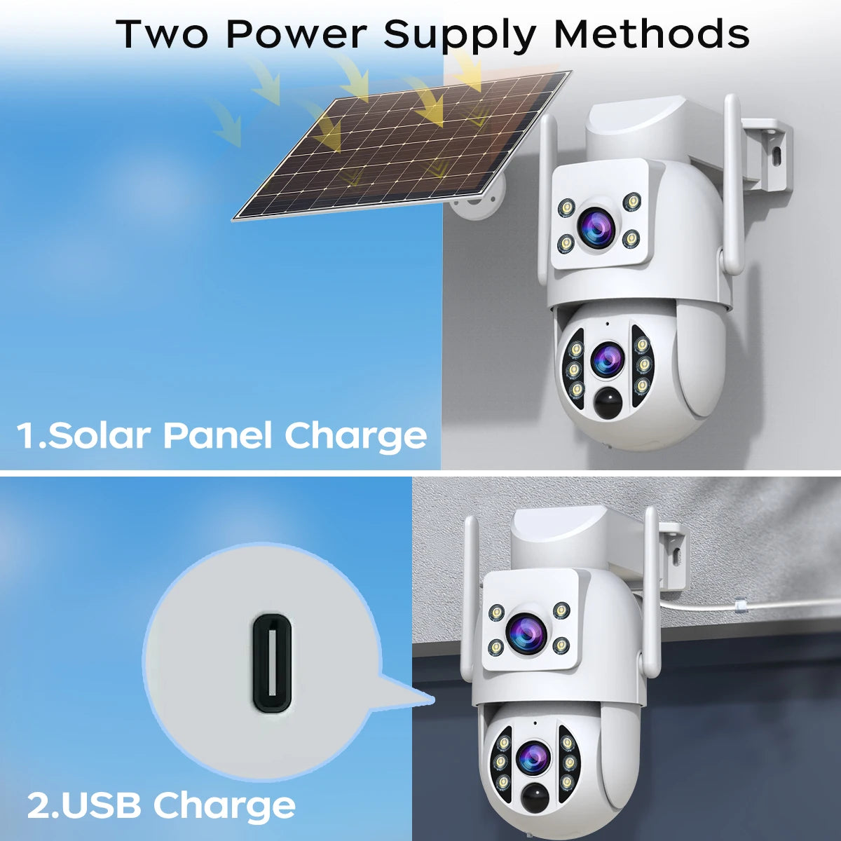 JOOAN 2K Wireless Solar Battery IP Camera Outdoor Dual Lens PIR Night Vision 2-Way Audio Wifi CCTV Monitor Video Surveillance