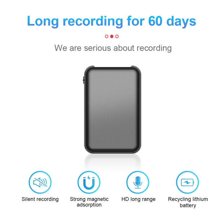 JNN Q75 Magnetic Power Bank Smart Voice Recorder, Memory:64GB(Black)