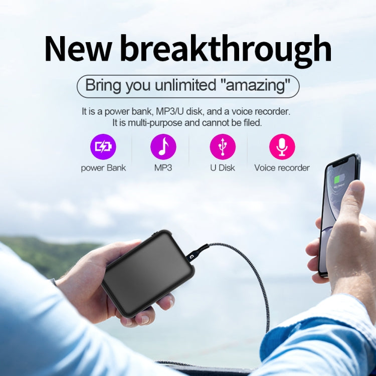 JNN Q75 Magnetic Power Bank Smart Voice Recorder, Memory:64GB(Black)