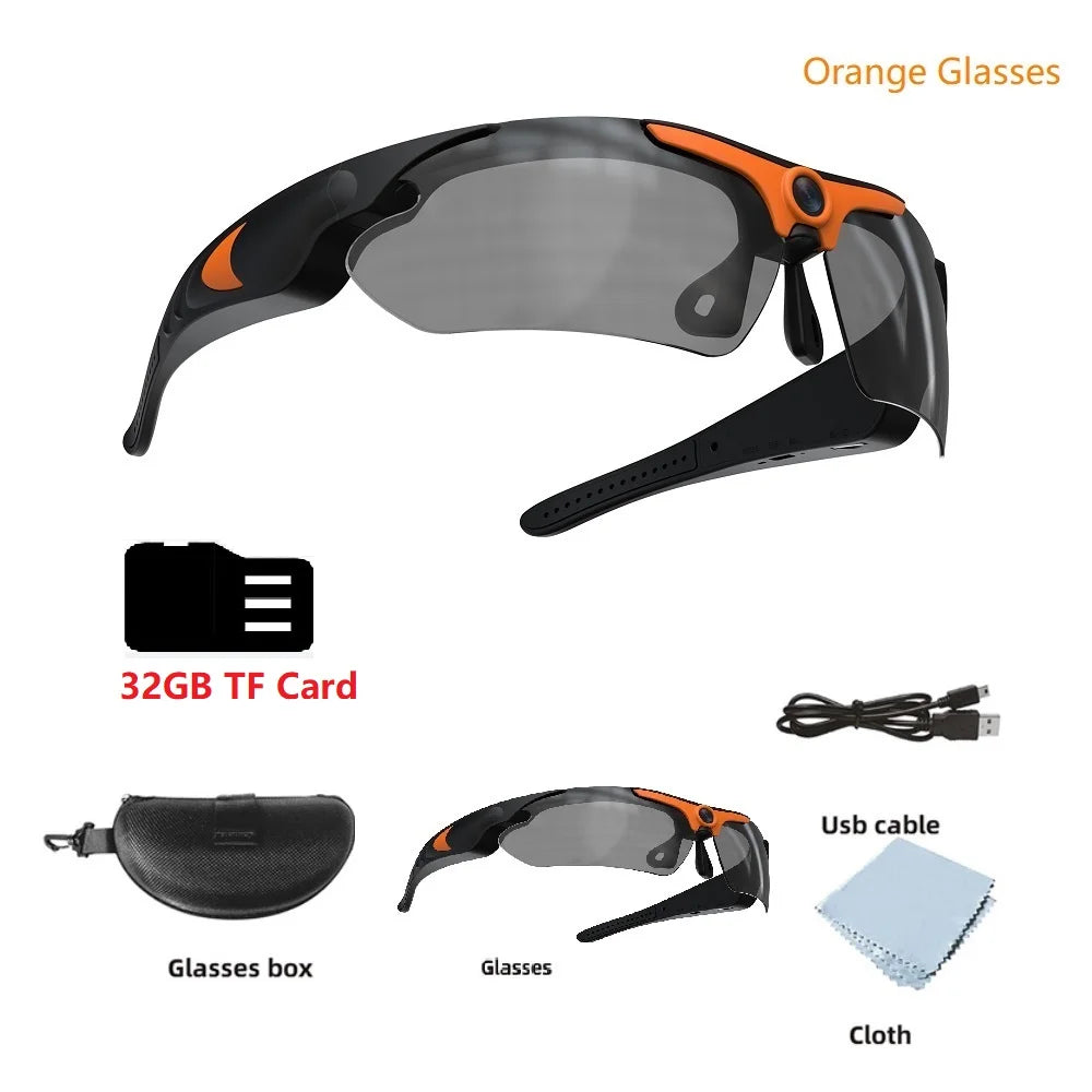 HD 1080P Smart Video Camera Outdoor Cycling Glasses Polarized Lens Smart Camcorder Security Protection Record Wearable Camera
