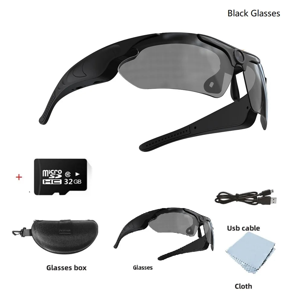 HD 1080P Smart Video Camera Outdoor Cycling Glasses Polarized Lens Smart Camcorder Security Protection Record Wearable Camera
