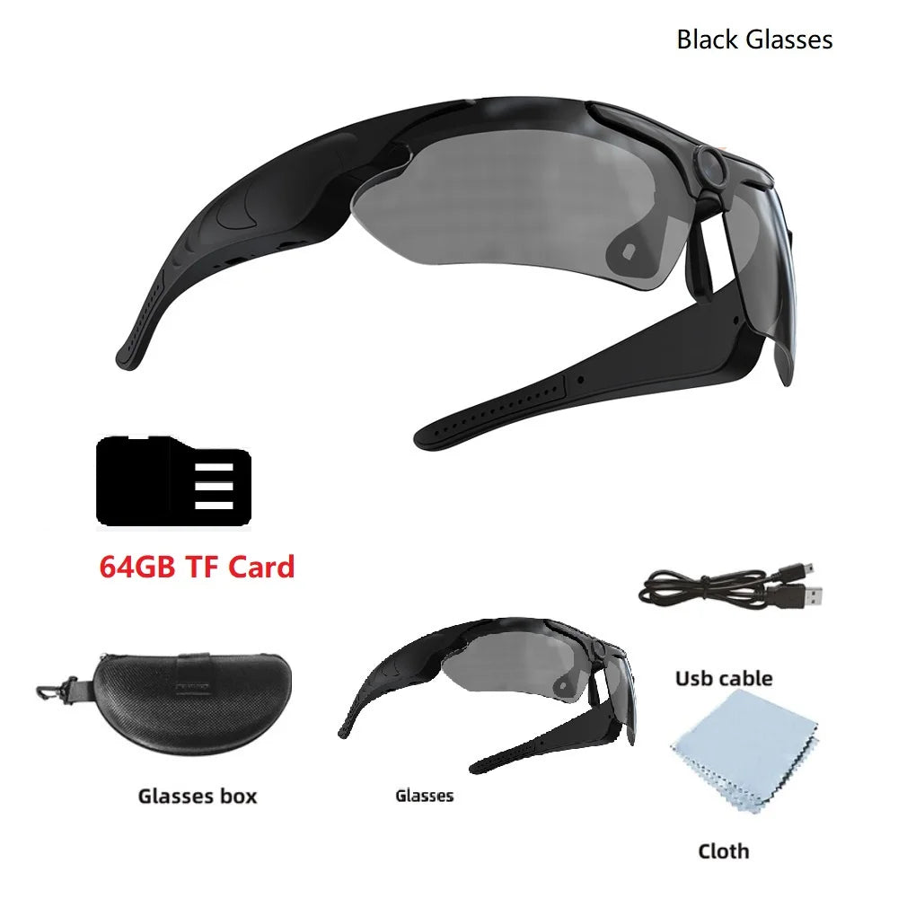 HD 1080P Smart Video Camera Outdoor Cycling Glasses Polarized Lens Smart Camcorder Security Protection Record Wearable Camera