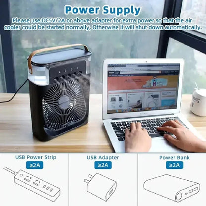 Xiaomi Portable 3 In 1 Fan Air Conditioner Car Household Small Air Cooler LED Night Lights Humidifier Air Adjustment Home Fans