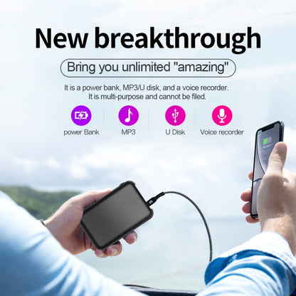 JNN Q75 Magnetic Power Bank Smart Voice Recorder, Memory:64GB(Black)