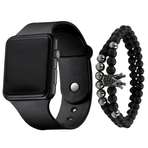 Montre numérique LED carrée tendance et polyvalente, pour étudiant et adulte 