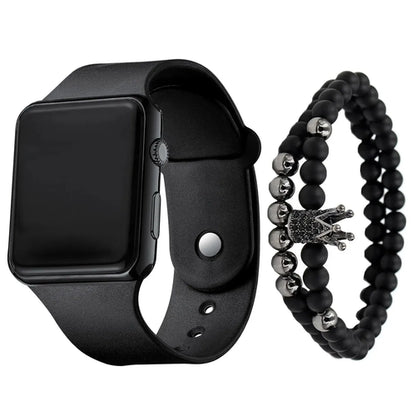 Montre numérique LED carrée tendance et polyvalente, pour étudiant et adulte 