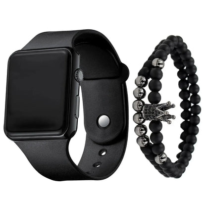 Montre numérique LED carrée tendance et polyvalente, pour étudiant et adulte 