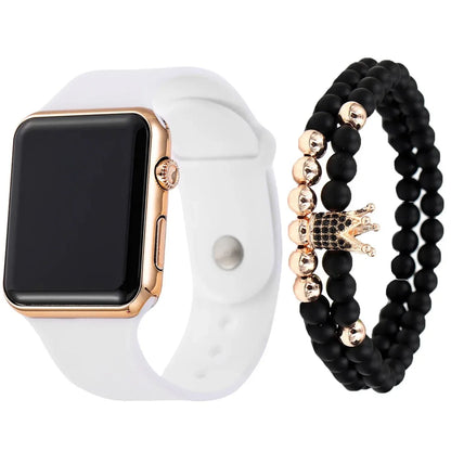 Montre numérique LED carrée tendance et polyvalente, pour étudiant et adulte 