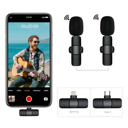 K8 Wireless Lavalier Microphone Studio Gaming for iPhone Type-C PC Computer Professioanl Lapel Mic Live Broadcast Mobile Phone