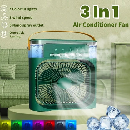 80% Off 3 In 1 Fan Air Conditioner Household Air Cooler Fan With LED Night Lights Humidifier Air Adjustment Office Home Fans