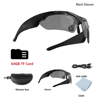 HD 1080P Smart Video Camera Outdoor Cycling Glasses Polarized Lens Smart Camcorder Security Protection Record Wearable Camera