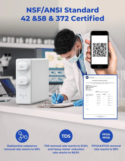 Reverse Osmosis System with Smart Faucet NSF Certified TDS Reduction,  7 Stage Tankless Reverse Osmosis Water Filter